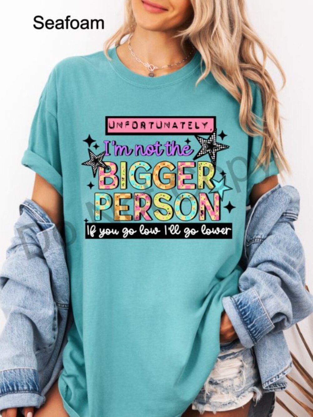 Unfortunately Bigger Person Graphic Tee Funny Sarcastic Quote Shirt Womens - Picture 5 of 10